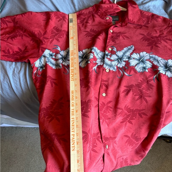 Island Tropics Men’s Dress Shirt Short Sleeve NWOT Red Floral Button Down XL - Picture 14 of 15